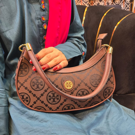 Tory Burch - Inspired Crossbody Bag – Stylish Women Bag with Full Branding & Long Belt(Dark Brown)